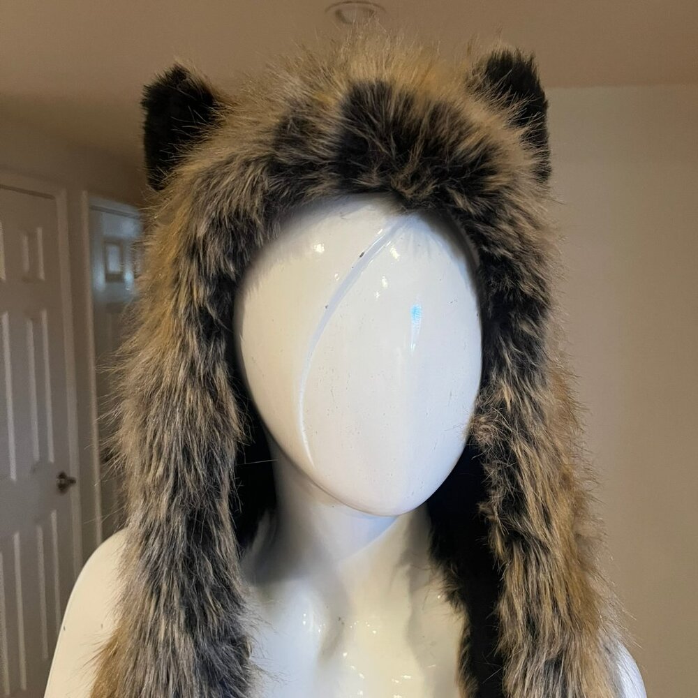 Spirit Hoods Red Fox Faux Fur Hood Ears Pockets Scarf - Picture 3 of 4